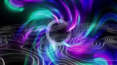 Siyah zemin üzerinde beyaz çizgiler üzerinde hareket eden parlak ışık izlerinin animasyonu. Renk, şekil, ışık ve hareket konsepti dijital olarak oluşturulmuş video.