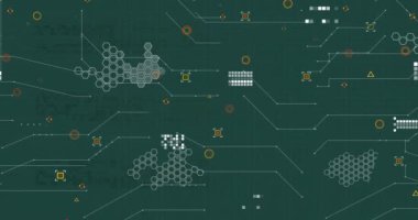 Siyah arkaplan üzerinde bilimsel veri işleme animasyonu. Küresel bilim, bağlantılar, hesaplama ve veri işleme kavramı dijital olarak oluşturulmuş video.