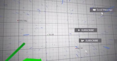 Beyaz arkaplanda veri işleme üzerine metinleri olan sosyal medya simgelerinin animasyonu. Dijital olarak oluşturulmuş küresel sosyal medya, bilgisayar ve dijital arayüz kavramı.