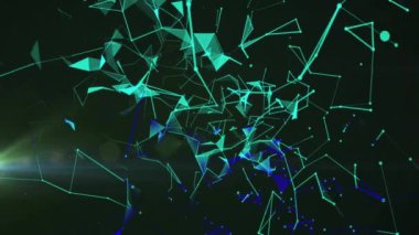 Siyah arkaplanda hareket eden parlak ışık izleri ve bağlantıların animasyonu. Renk, şekil, ışık ve hareket konsepti dijital olarak oluşturulmuş video