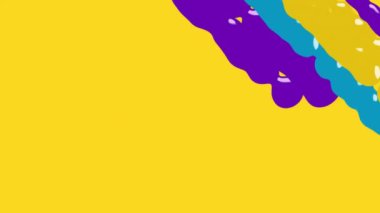Sarı arka planda hareket eden renkli şekillerin canlandırması. Renkler, desen ve dijital arayüz konsepti dijital olarak oluşturulmuş video.