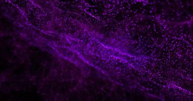 Siyah arkaplandaki ışık noktalarının canlandırması. Şekiller, ışık, hareket ve dijital arayüz konsepti dijital olarak oluşturulmuş video.