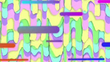 Düşen arka planda hareket eden renkli şekillerin canlandırması. Renkler, desen ve dijital arayüz konsepti dijital olarak oluşturulmuş video.