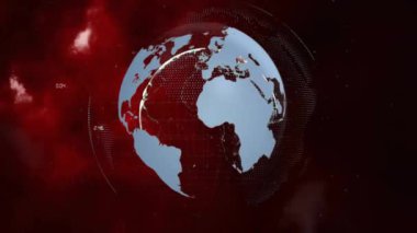 Siyah arka planda yıldırım üzerinde veri işleme ile dünyanın animasyonu. Dijital olarak oluşturulmuş küresel bağlantılar, bilgisayar ve dijital arayüz kavramı.