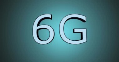 Yeşil arkaplanda 6G metnin animasyonu. Teknoloji, iletişim ve dijital arayüz kavramı dijital olarak oluşturulmuş video.