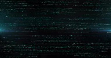 Siyah arka planda ışık noktaları ve izlerin canlandırılması. Şekiller, hareket ve arkaplan konsepti dijital olarak oluşturulmuş video.