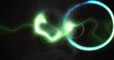 Siyah arkaplanda hareket eden neon şekillerin animasyonu. Sosyal medya, şablon ve dijital arayüz kavramı dijital olarak oluşturulmuş video.