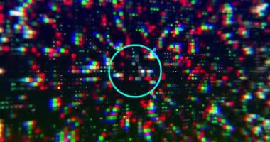 Siyah arkaplandaki ışık noktalarının üzerindeki şekillerin animasyonu. Şekiller, hareket, arkaplan ve dijital arayüz konsepti dijital olarak oluşturulmuş video.