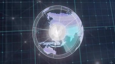 Siyah arka planda dünya üzerindeki bağlantı ağının animasyonu. Dijital olarak oluşturulmuş küresel bağlantılar, hesaplama ve veri işleme kavramı.