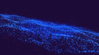 Karanlık arka planda parlayan bağlantı ağının animasyonu. Dijital olarak oluşturulmuş küresel bağlantılar, hesaplama ve veri işleme kavramı.