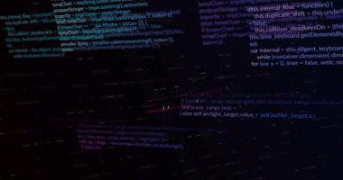 Siyah arkaplanda veri işleme animasyonu. Küresel teknoloji, bilgisayar ve dijital arayüz kavramı dijital olarak oluşturulmuş video.