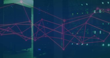 Sunucu odasındaki bağlantı ağının resmi. Küresel teknoloji, bağlantılar, hesaplama ve dijital arayüz kavramı dijital olarak oluşturulmuş görüntü.