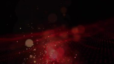 Siyah arka planda hareket eden kırmızı noktaların animasyonu. Sosyal medya, şablon ve dijital arayüz kavramı dijital olarak oluşturulmuş video.