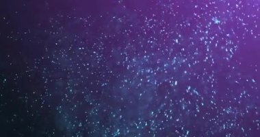 Mor arkaplanda hareket eden parlak ışık lekelerinin canlandırması. Işık, renk, şekil ve hareket konsepti dijital olarak oluşturulmuş video.