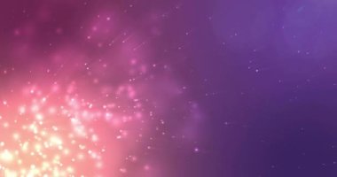 Koyu arkaplanda hareket eden parlak ışık lekelerinin canlandırması. Renkler, şekiller, ışık ve hareket konsepti dijital olarak oluşturulmuş video.