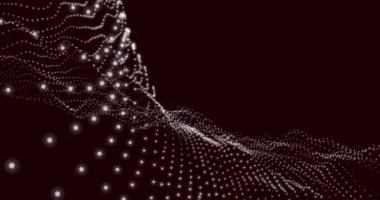 Siyah arkaplan üzerinde parlayan ışık noktalarının bir animasyonu. Işık, şekil ve hareket konsepti dijital olarak oluşturulmuş video.