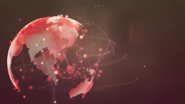 Dünya üzerindeki bağlantı ağının animasyonu. Dijital olarak oluşturulmuş küresel bağlantılar, hesaplama ve veri işleme kavramı.