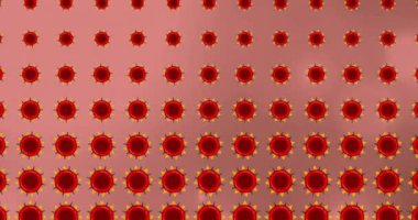 Işık noktalarının üzerinde hareket eden kırmızı şekillerin canlandırması. Teknoloji, iş ve dijital arayüz kavramı dijital olarak oluşturulmuş video.