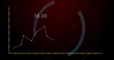 Karanlık arka plandaki taramalar üzerinden dijital veri işleme animasyonu. Dijital olarak oluşturulmuş küresel bağlantılar, hesaplama ve veri işleme kavramı.