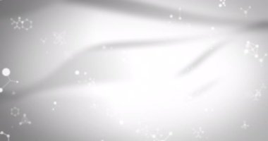 Gri arkaplanda hareket eden moleküllerin animasyonu. Bilim, bağlantılar, hesaplama ve veri işleme kavramı dijital olarak oluşturulmuş video.