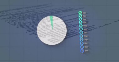 Karanlık arka planda finansal veri işleme animasyonu. Küresel finans, iş, bağlantılar, hesaplama ve veri işleme kavramı dijital olarak oluşturulmuş video.