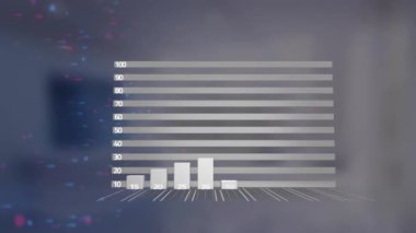 Ok ve istatistiklerin animasyonu, ofis üzerinde dijital veri işleme. Dijital olarak oluşturulmuş küresel bağlantılar, hesaplama ve veri işleme kavramı.