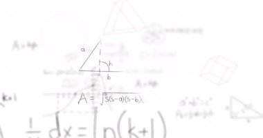 Beyaz arka planda matematiksel veri işleme animasyonu. Küresel bilim, bağlantılar, hesaplama ve veri işleme kavramı dijital olarak oluşturulmuş video.
