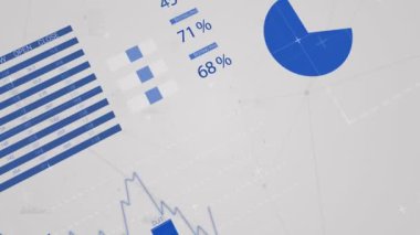 Gri arkaplan üzerinde dijital veri işleme animasyonu. Dijital olarak oluşturulmuş küresel bağlantılar, hesaplama ve veri işleme kavramı.