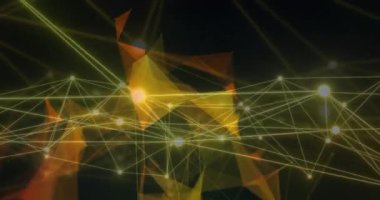 Siyah arkaplan üzerindeki bağlantı ağının animasyonu. Dijital olarak oluşturulmuş küresel bağlantılar, hesaplama ve veri işleme kavramı.