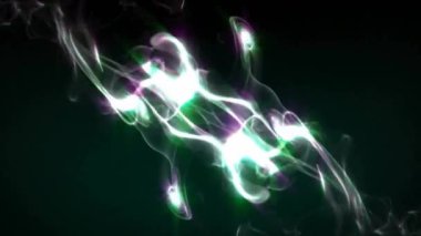 Siyah arkaplanda hareket eden ışık şekillerinin animasyonu. Teknoloji, soyutlama ve dijital arayüz kavramı dijital olarak oluşturulmuş video.