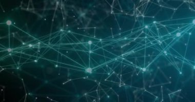 Karanlık arka planda dünya üzerindeki bağlantı ağının animasyonu. Dijital olarak oluşturulmuş küresel bağlantılar, hesaplama ve veri işleme kavramı.