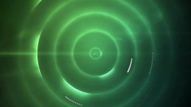 Sarı eşmerkezli daireler ve noktalar, soyut ışık dalgalarının animasyonu. Desen, hareket, optik, geometrik, geleceksel, tasarım