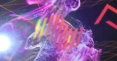 Canlı mor ve pembe girdap üzerine soyut geometrik desenler. design, background, modern, renkli, dinamik, digital