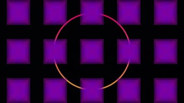 Mor kareli geometrik desenler ve daire şeklinde animasyon. Soyut, şekiller, dijital, tasarım, simetri, daireler