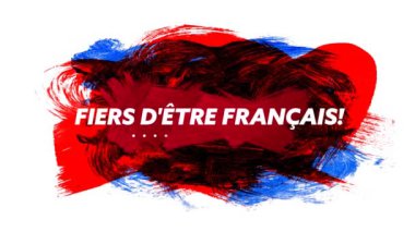 Beyaz arka planda Fransız bayrağı renkleri olan fiers d 'etre francais metninin animasyonu. Fete nationale francaise, Fransız bağımsızlığı ve ulusal renk konsepti dijital olarak oluşturuldu.