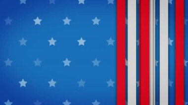 Mavi arka planda yıldızlar ve çizgilerle Bağımsızlık Günü metninin animasyonu. Dijital olarak üretilmiş, vektör, Amerikan bayrağı, vatanseverlik, kutlama, özgürlük ve kimlik kavramı.