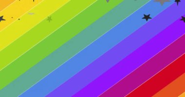 Gururlu Igbtq metin ve konfetisinin gökkuşağı arka planına düşüşünün animasyonu. Gurur ayı, lgbtq, insan hakları ve eşitlik kavramı dijital olarak oluşturulmuş video.