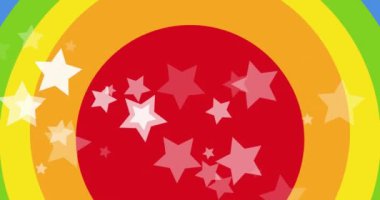 Gururlu Igbtq yıldızlarının gökkuşağının arka planına düşüşünün animasyonu. Gurur ayı, lgbtq, insan hakları ve eşitlik kavramı dijital olarak oluşturulmuş video.