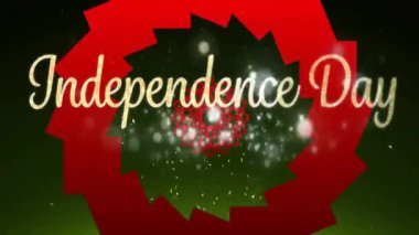 Bağımsızlık Günü animasyonu kırmızı kaleydoskop şekilleri ve siyah üzerine ışık parçacıkları. Amerika, vatanseverlik, tarih, gelenek ve kutlama, dijital olarak üretilen video.