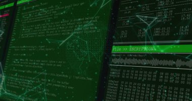 Bağlantı ağları üzerinden dijital veri işleme resmi. Dijital olarak oluşturulmuş küresel bağlantılar, hesaplama ve veri işleme kavramı.