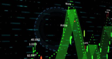 Veri işleme üzerinde daire içindeki sayıların resmi. Küresel teknoloji, güvenlik ve dijital arayüz kavramı dijital olarak oluşturulmuş görüntü.