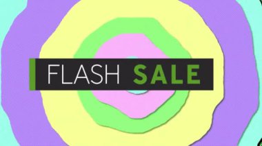 Canlı şablon arkaplan üzerinde satılık metin animasyonu. Satışlar, siber alışveriş, dijital arayüz, iletişim, bilgisayar ve veri işleme kavramı dijital olarak oluşturulmuş video işleme kavramı.