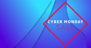 Mavi ve mor soyut arka planda siber pazartesi satışı metin animasyonu. indirim, promosyon, perakende, alışveriş, ecommerce, dijital konsept