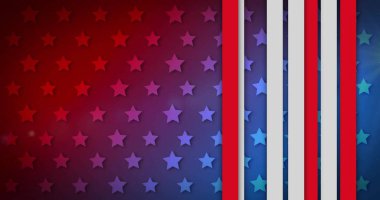 Amerikan bayrağı ve kırmızı ve mavi ışıkların çizgileri. 4 Temmuz, Amerikan, vatanseverlik, kutlama ve gelenek, dijital olarak üretilen imaj.
