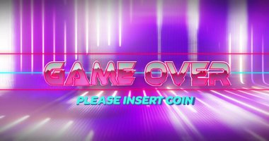 Image of game over text over neon lines on black background. Technology, communication, metaverse and digital interface concept digitally generated image.