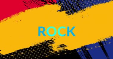 Renkli soyut fırça darbeleri ve desenleri üzerine rockçı metin animasyonu. Tipografi, metin sanatı, modern, canlı, tasarım