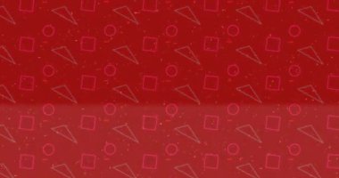 Geometrik şekilli kırmızı arkaplan üzerinde Mega-Sale metin animasyonu. İndirim, promosyon, reklam, perakende, ticari, pazarlama