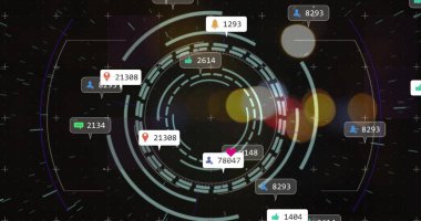 Hedef şehir dışından simge ve veri işleme resimleri. Küresel sosyal medya, iş dünyası, bağlantılar, hesaplama ve veri işleme kavramı dijital olarak oluşturuldu.