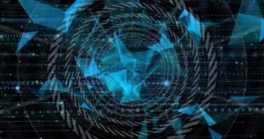 Siyah arkaplan üzerindeki daireler üzerinden veri işleme ağı bağlantılarının animasyonu. Küresel teknoloji, bilgisayar ve dijital arayüz kavramı dijital olarak oluşturulmuş video.