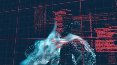 Parlak ışık yollarıyla veri işleme animasyonu. Küresel finans, iş, bağlantılar, hesaplama ve veri işleme kavramı dijital olarak oluşturulmuş video.